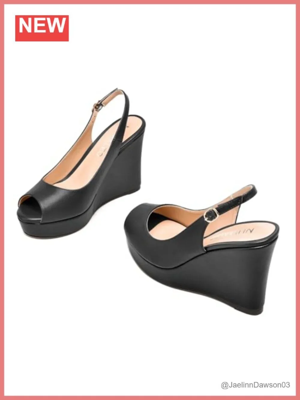 Womens Wedge Heels Platform Peep Toe Pumps Faux Leather Slingback Buckle